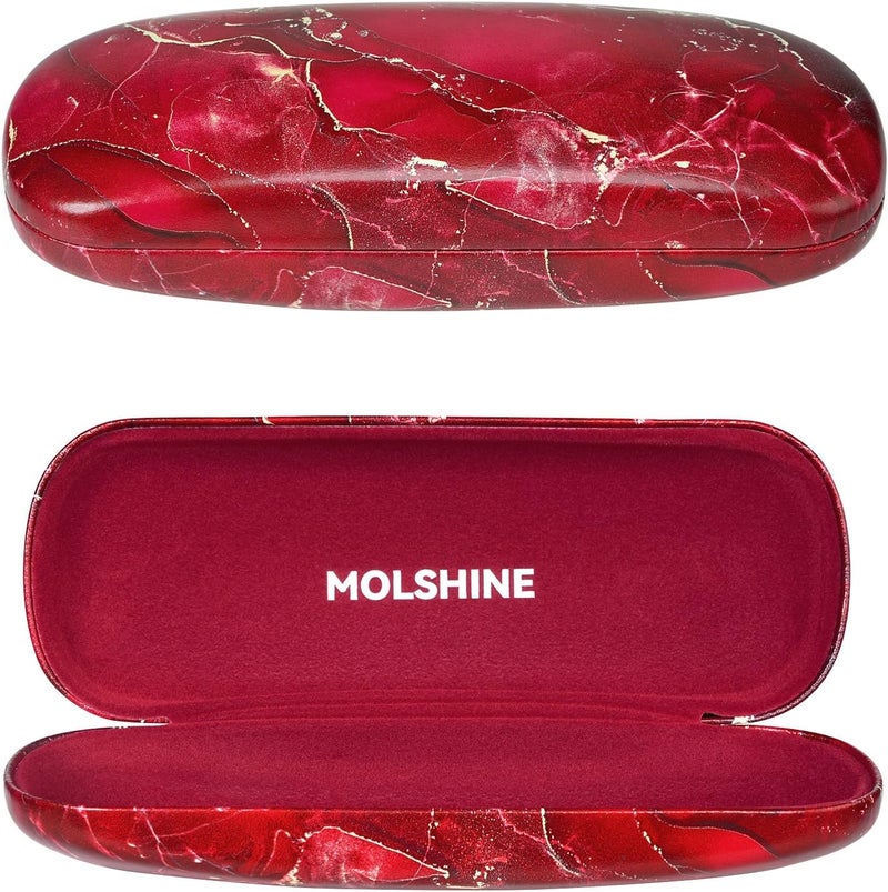 molshine Hard Shell PU Leather Glasses Case,Travel Portable Eyeglass Case for Men Women Girl Travel Study Work - Image 1